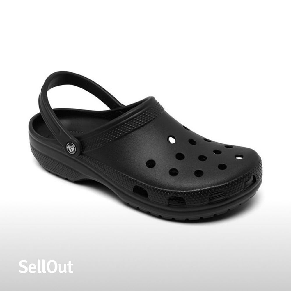 Crocs Unisex Adults's Classic Clogs Black Size W9/M7 Casual Slip-On Shoes - Picture 2 of 6